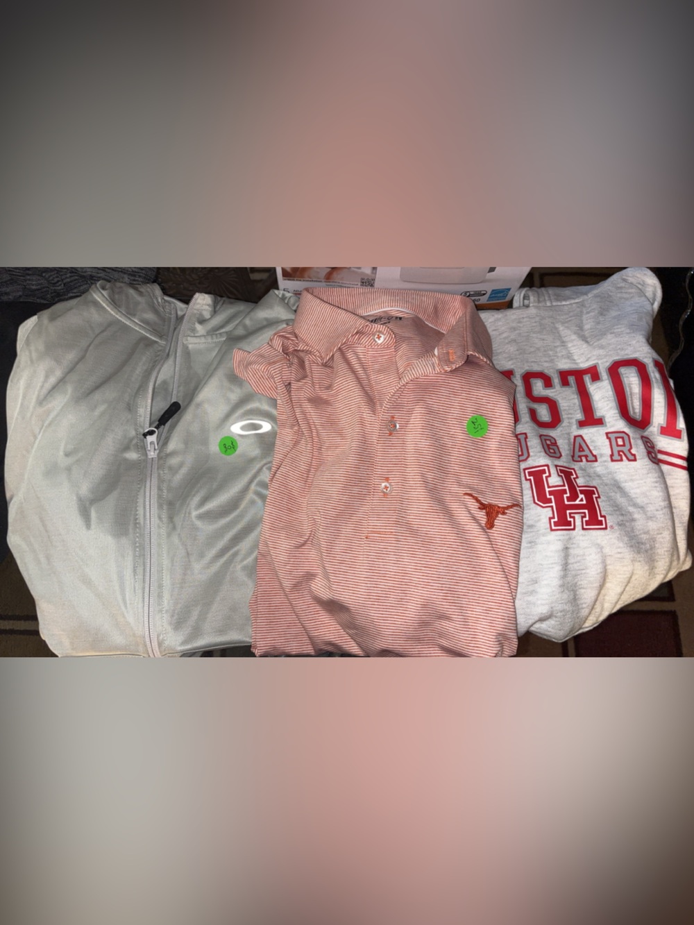 Oakley Light Gray Zip Jacket and Pink Striped Dress Shirt Duo